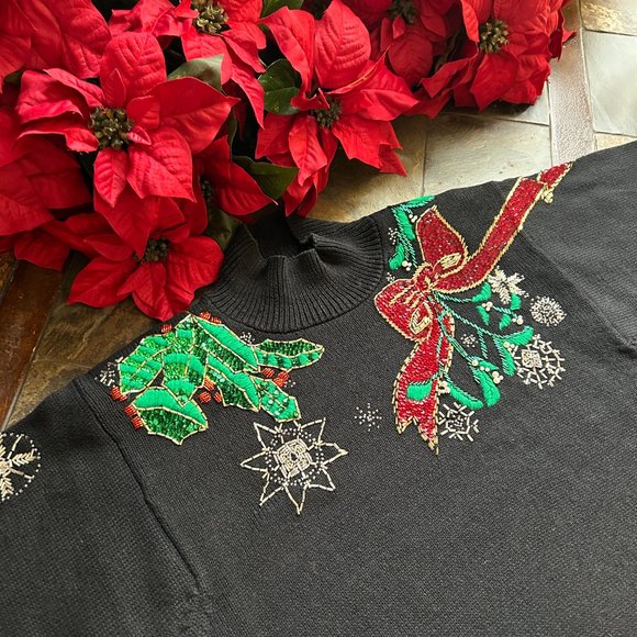 I.B. Diffusion Poinsettia Sweater NWOT - Picture 7 of 16
